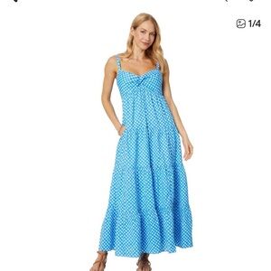 NWT Lilly Pulitzer Boca Blue Double Checking Shylee Maxi Dress Gingham Sz 8